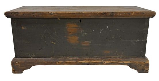 MINIATURE ALBANY CO. BLANKET CHEST IN GREY PAINT 11 1/2" X 25" X 10 1/2"