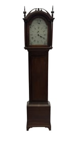 EARLY TALL CASE CLOCK, LATER WORKS & FACE  OF PERKINS JAFFERY, NH CLOCK 86" X 17 1/2" X 9 1/2"