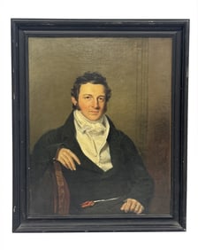 PORTRAIT OF A YOUNG MAN BY C.R. LESLIE (CHARLES ROBERT LESLIE 1794-1859) COPIED INSCRIPTION IN VERSO