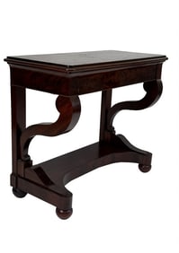 DIMINUTIVE PIER TABLE W/ OPEN BACK & REPLACED TOP 30" X 33" X 16"