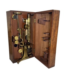 SMITH, BECK & BECK MICROSCOPE IN FITTED CASE 1 LENS MISSING