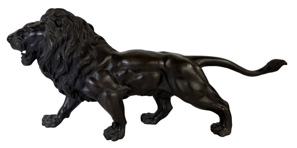 JAPANESE BRONZE LION 12 3/4" X 25": JAPANESE BRONZE LION 12 3/4" X 25"