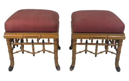 PR OF WILLIAM SWITZER FAUX BAMBOO BENCHES 20" X 18 3/4" X 18 3/4"