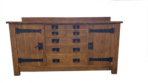 CONTEMPORARY STICKLEY OAK MISSION STYLE SIDEBOARD 44 1/2" X 81" X 25"