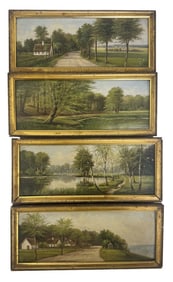 GROUP OF 4 DANISH LANDSCAPES, INITIALED 10 3/4" X 4 3/4" EACH