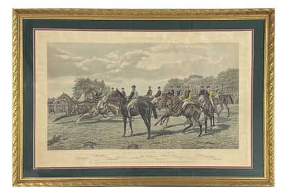 LARGE FOLIO "OUR NORTH COUNTRY JOCKEY'S " MCQUEENS RACING PRINT, 1887  29" X 45" SIGHT SIZE