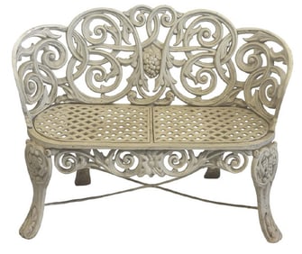 CLASSICAL CAST IRON "GRAPE CLUSTER" PATTERN BENCH 32 1/2" X 43" X 14"