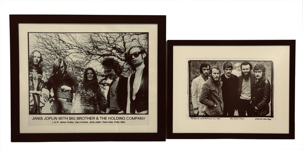 2 ROCK & ROLL PHOTO PRINTS, 1 ARTIST SIGNED "BIG BROTHER" & 'THE BAND" 21 1/2 X 27 1/2" & 27" X 33" (1 of 6)