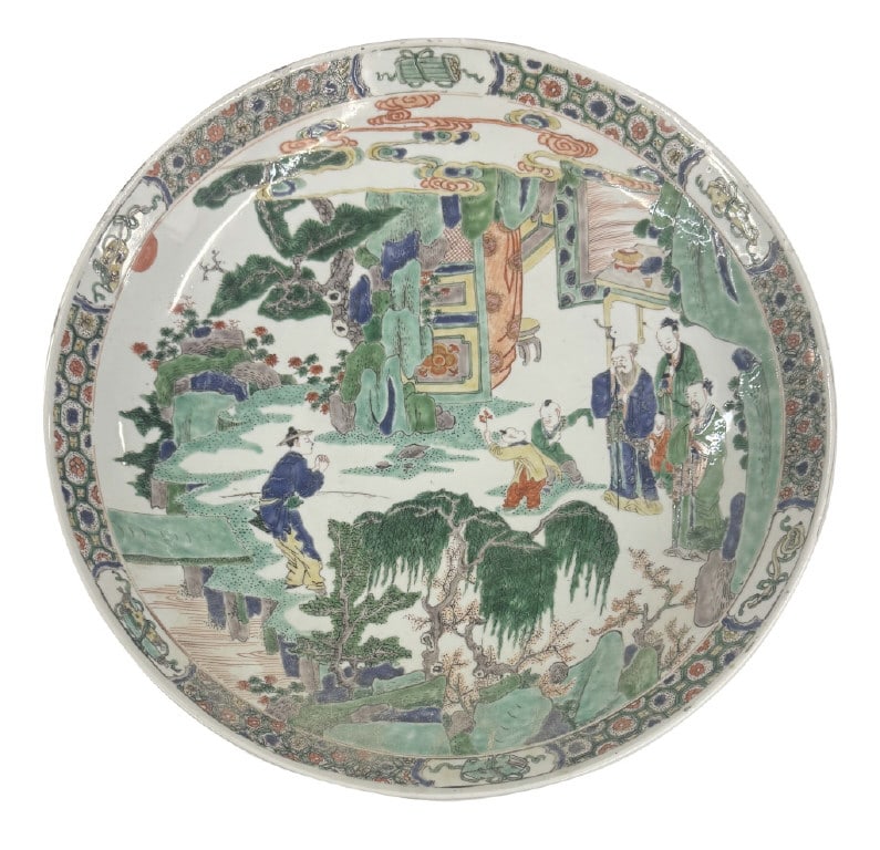 CHINESE KANG VI FAMILLE VERTE CHARGER, 14 1/2" DIA (1 of 4)