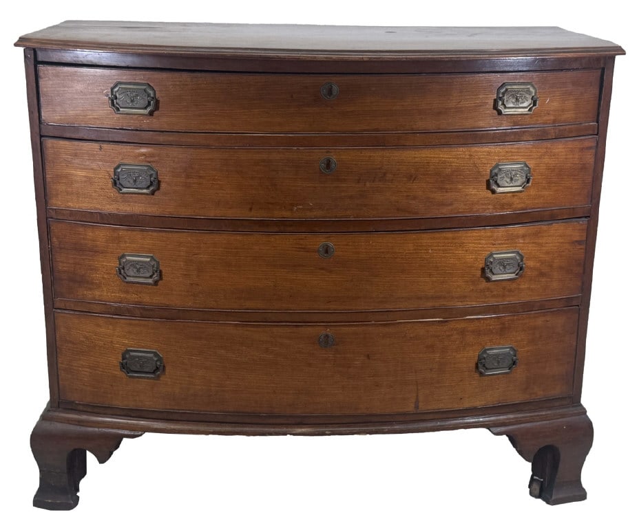 EXC. BOW FRONT CHEST ON SHAPED BRACKET FEET 34" X 39" X 17" (1 of 5)