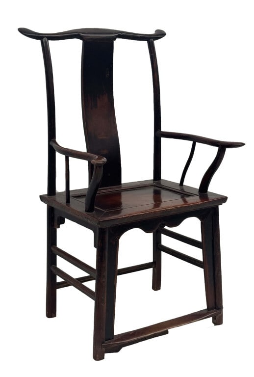 19TH C. CHINESE YOKE BACK CHAIR IN OLD SURFACE 45" X 26" X18" (1 of 6)