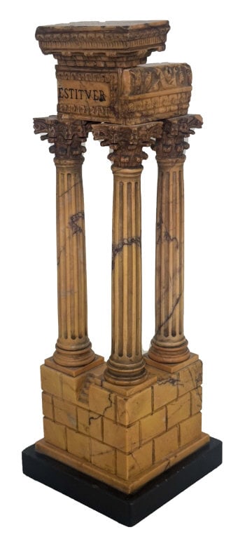 GRAND TOUR SOUVENIR MODEL OF THE TEMPLE VESPASIAN 11 1/2" TALL: GRAND TOUR SOUVENIR MODEL OF THE TEMPLE VESPASIAN 11 1/2" TALL