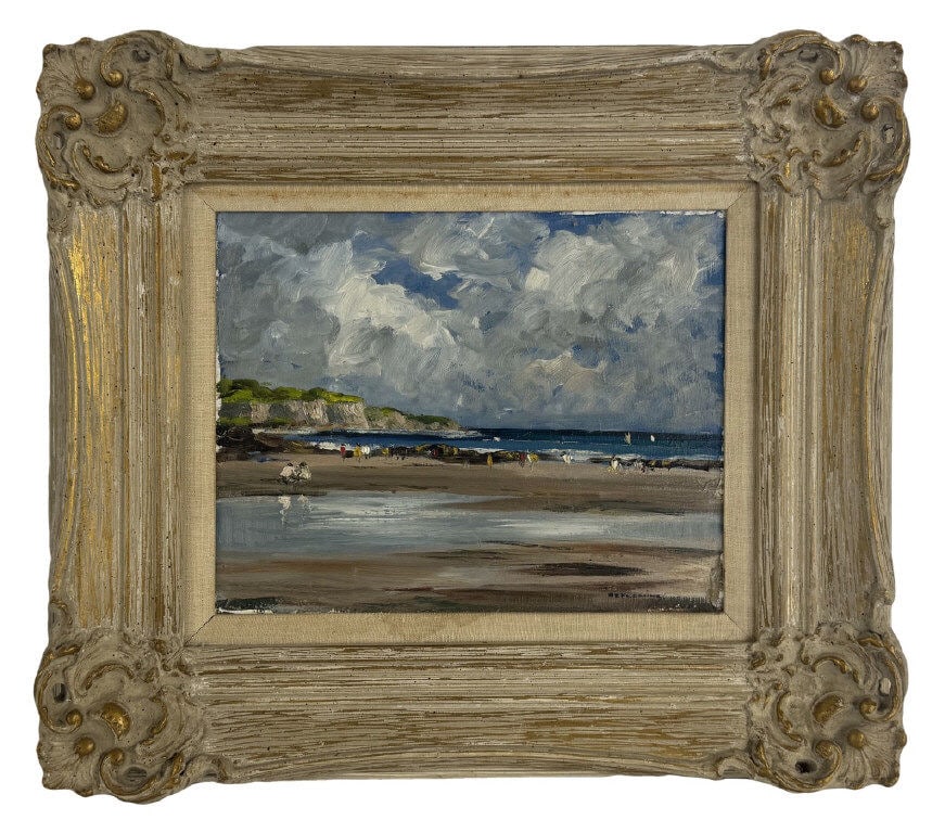 OIL / BOARD SGND A. G. FLEMING, "FINISTERE BEACH, "SCENE, FRANCE" 11" X 14" (1 of 6)