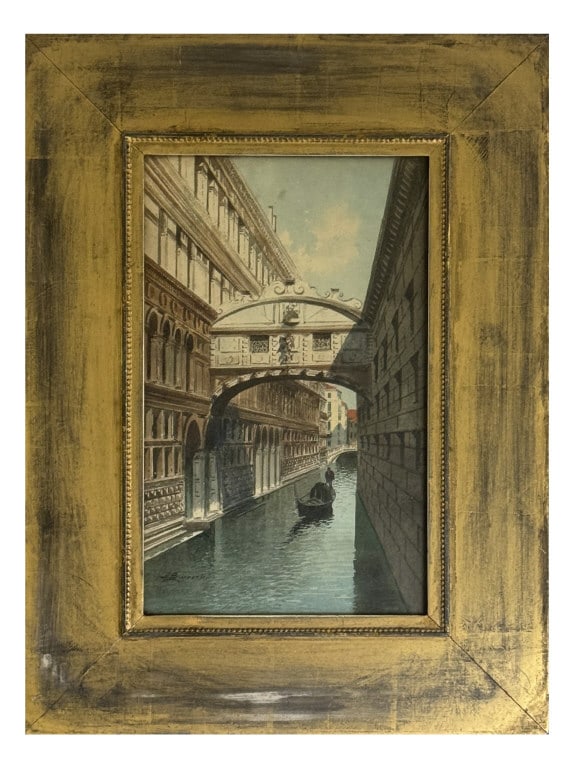WATERCOLOR BY A. BIONDETTI (1851 - 1946) VENETIAN CANAL SCENE BRIDGE OF SIGHS 11 1/2" X 7" (1 of 5)