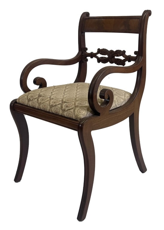 NY FEDERAL ARMCHAIR ATTRIB TO THE WORKSHOP OF DUNCAN PHYFE 35" X 21" X 22 1/2" (1 of 8)