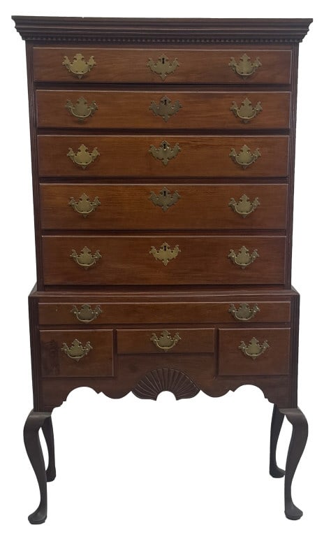FAN CARVED CONNECTICUT HIGHBOY WITH ORIGINAL BRASS 71" X 39" X 18" (1 of 7)