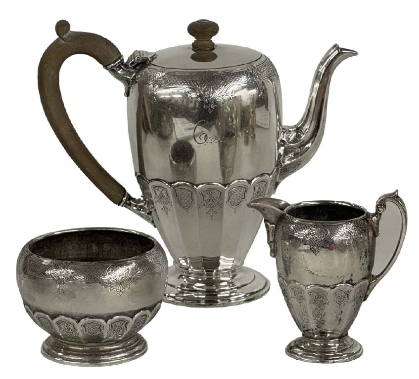 3 PC. ENGLISH STERLING SILV COFFEE SET BY CRIGHTON APPROX. 24 TROY OZ (1 of 6)