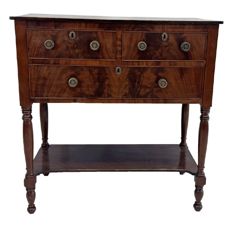 FEDERAL MAHOGANY 3 DRAWER SERVER OVER OPEN SHELF 36" X 35" X 17 1/2" (1 of 8)