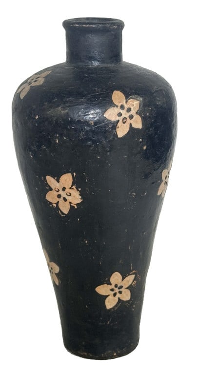 RARE JIZHOU RESIST DECORATED MEI PING VASE W/ PLUM BLOSSOM, POSSIBLY SONG DYNASTY , 8 1/2" (1 of 3)