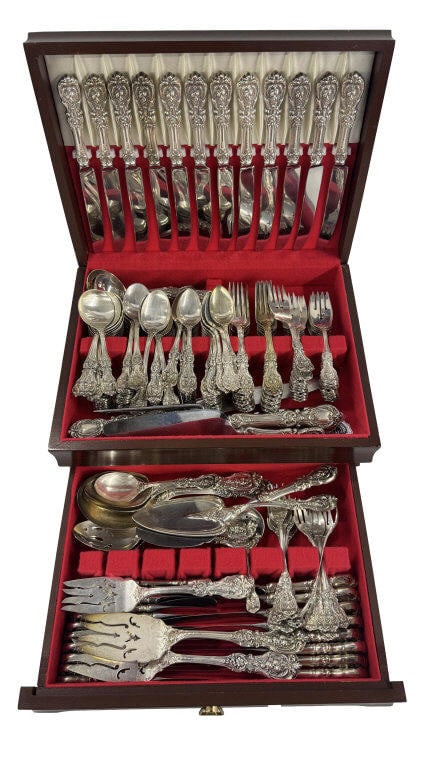 MASSIVE 161 PIECE SET OF STERLING SILVER FLATWARE REED & BARTON FRANCIS THE FIRST PATTERN APPROX (1 of 4)