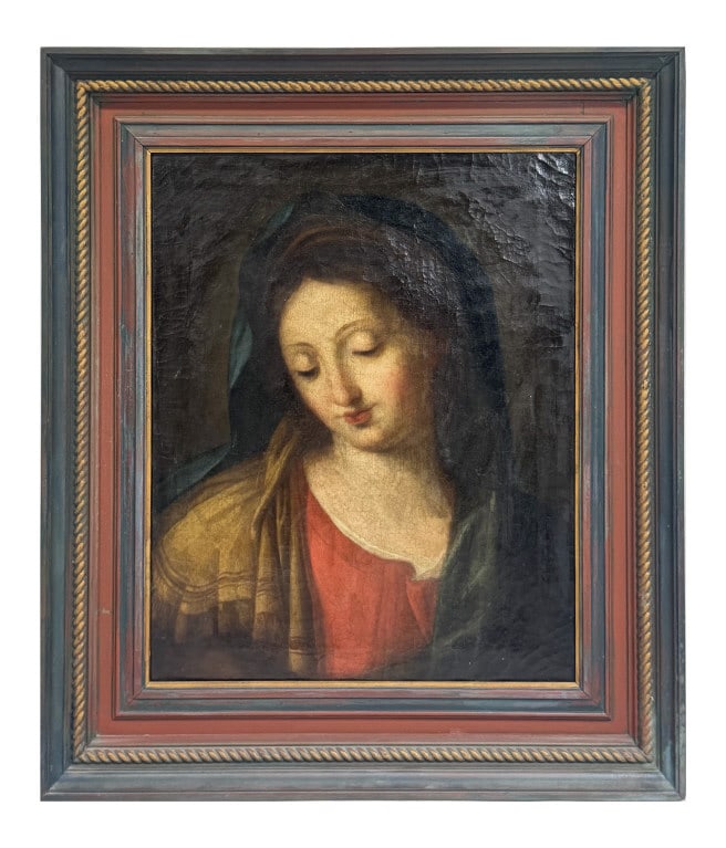 EARLY 19THC. OIL / CANVAS VIRGIN MARY, ITALIAN 21" X 17" (1 of 8)