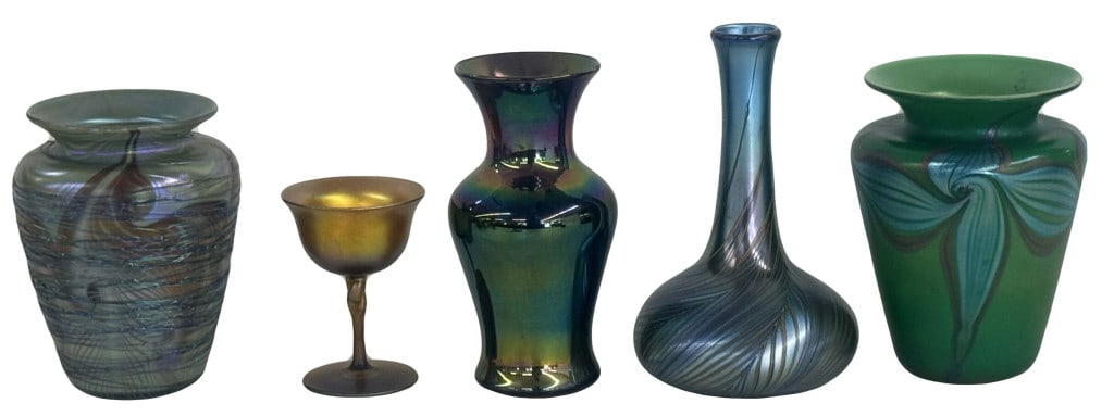 5 BLOWN ART GLASS PIECES IN VERY GOOD CONDITION LARGEST IS 7 1/2" TALL (1 of 11)