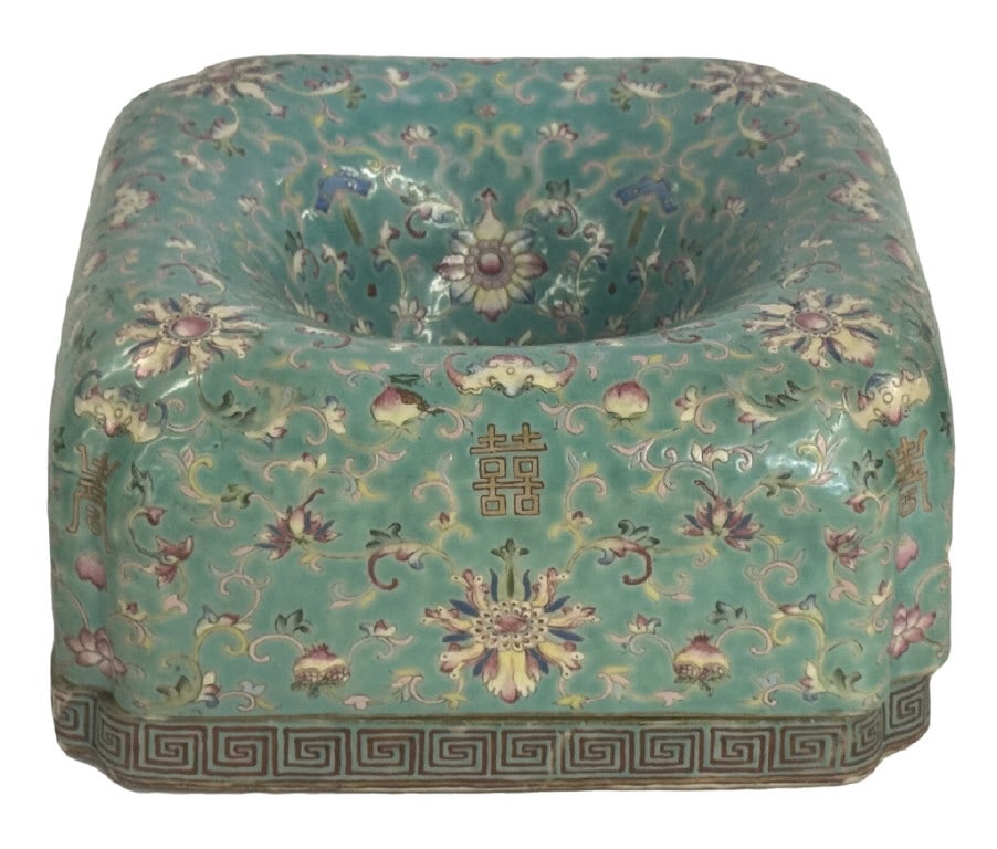 CHINESE EARTHENWARE SPITTOON 5" X 9" X 9" (1 of 7)