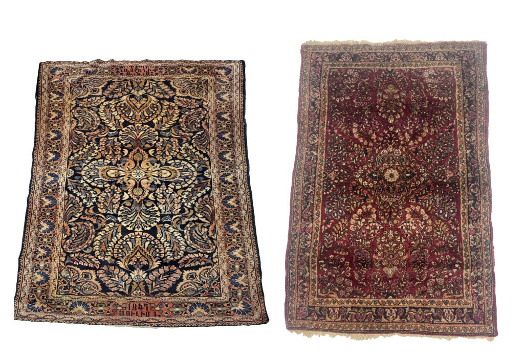 PERSIAN AREA RUG DATED 1947, 73" X 57" & SAROUK AREA RUG, NICE PILE C. 1930'S 58" X 38" (1 of 8)