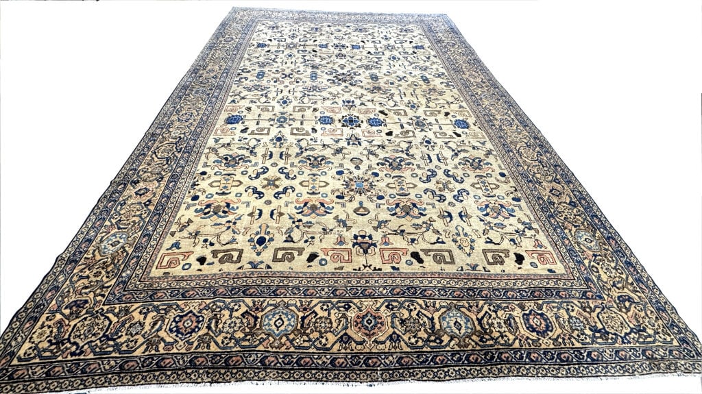 ANTIQUE MAHAL CARPET WITH ALL OVER PATTERN & IVORY FIELD 17'6" X 12' 1" (1 of 5)