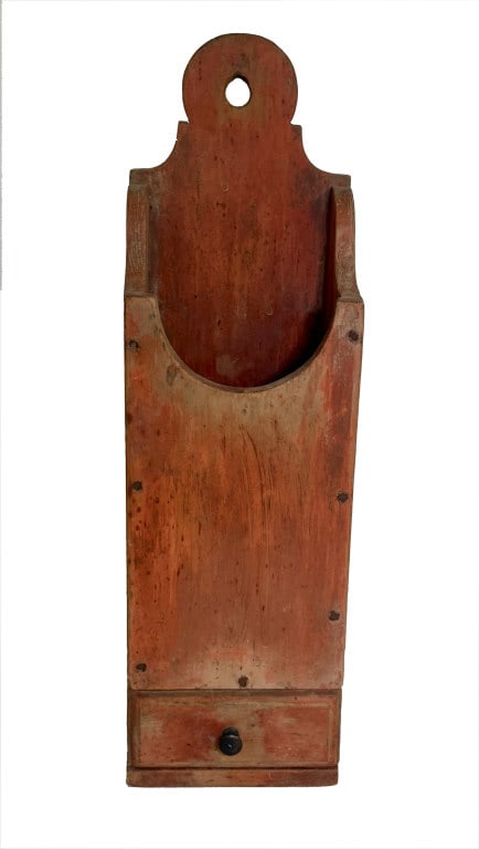 HANGING PIPE BOX OVER 1 DRAWER IN RED WASH 18 1/2" X 5 1/2" X 4" (1 of 5)