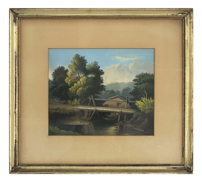 PASTEL LANDSCAPE NOTED IN VERSO, FANNIE WHEELER 1860 9 1/2" X 11 1/4" SITE SIZE (1 of 5)