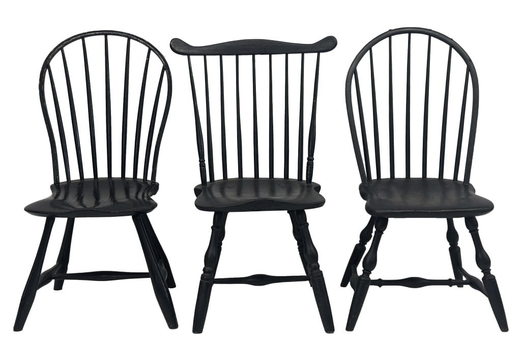 3 WINDSOR PLANK SEAT CHAIRS, FAN BACK & 2 HOOP BACK (1 of 8)