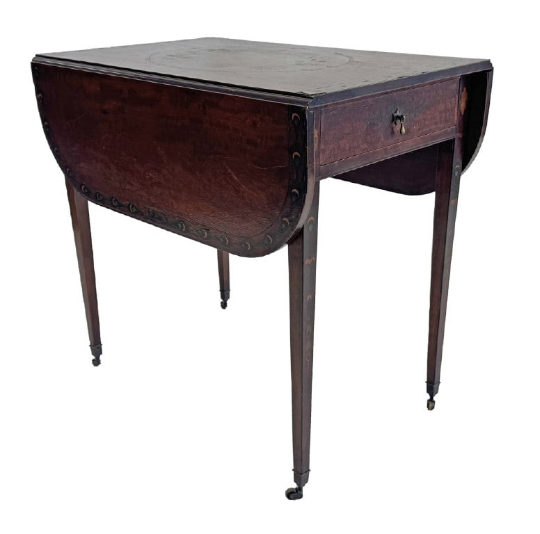 EDWARDIAN PEMBROKE TABLE WITH PAINTED DECORATION 28" X 30" X 19" ( 39" OPEN) (1 of 10)