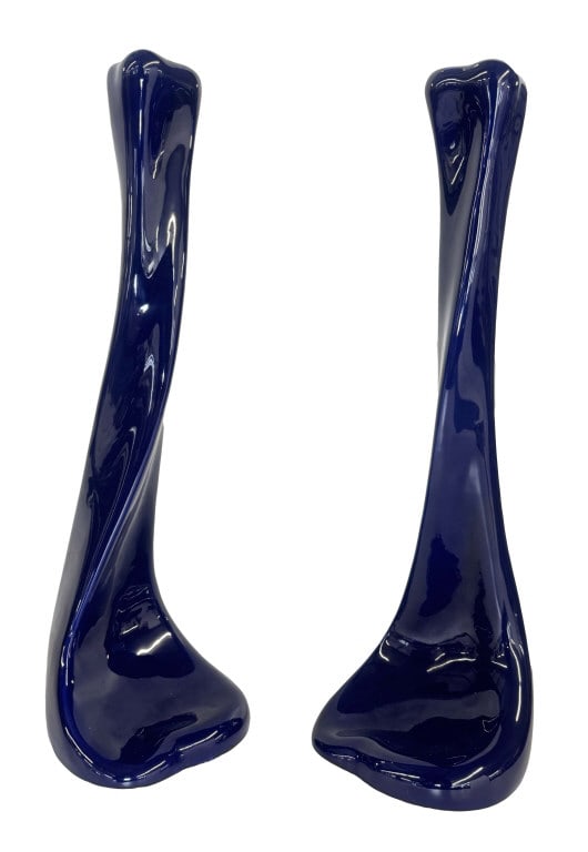 ELSA PERETTI BONE TIFFANY PORCELAIN CANDLESTICKS WITH COBALT BLUE GLAZE 14 1/2" TALL (1 of 7)