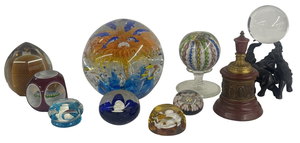 PAPERWEIGHT COLLECTION, INC. 7 1/2" MURANO GLASS, MILLE FIORE, BACCARAT & ST. CLAIRE, CONTROLLED (1 of 10)