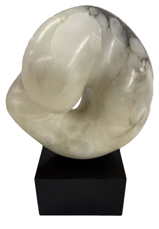 MODERN MARBLE BIOMORPHIC SCULPTURE, C. 1960'S 10 1/2" X 10" (14 3/4" TALL WITH BASE) (1 of 6)