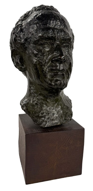 BRONZE BUST OF A MAN SGND I. CODREANO & STAMPED VALSUANI LUCIEN FOUNDRY (IRINA CODREANO 1896-1985) (1 of 8)