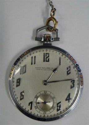 Platinum Cased Patek Philippe Pocket Watch: Platinum Cased Patek Philippe Pocket Watch With Chain & Knife