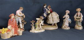 6 Figures:  Four Meissen, One Capo De Monte, etc