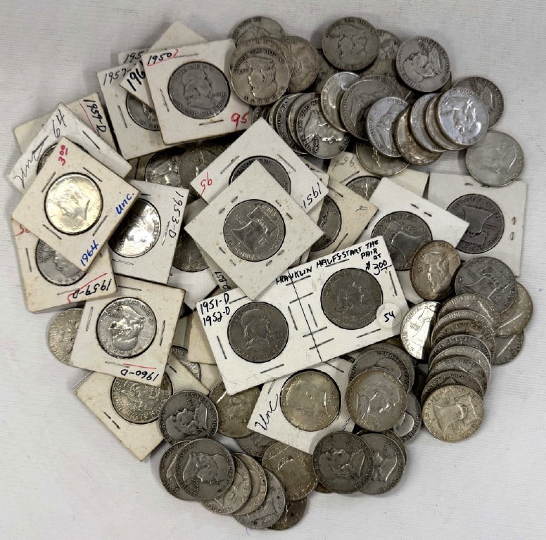 91 FRANKLIN 1/2 DOLLARS & 15- 1964 KENNEDY 1/2 DOLLARS & 7 COLUMBIA EXPO 1/2 DOLLARS COMMEMERATIVES (1 of 1)