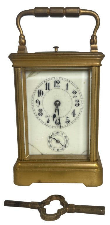 REPEATING CARRIAGE CLOCK W/ ALARM, WORKING 4 3/4" x 3 1/4" x 2 3/4" (1 of 4)