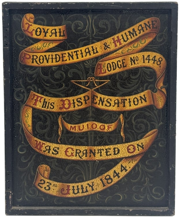 19THC. ODDFELLOWS LODGE DOUBLE SIDED SIGN 33 1/4" X 26 1/2" (1 of 2)