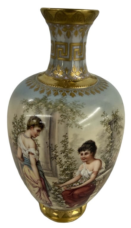 HAND PAINTED ARTIST SGND ROYAL VIENNA VASE SGND LOFFLER, 8" TALL (1 of 9)