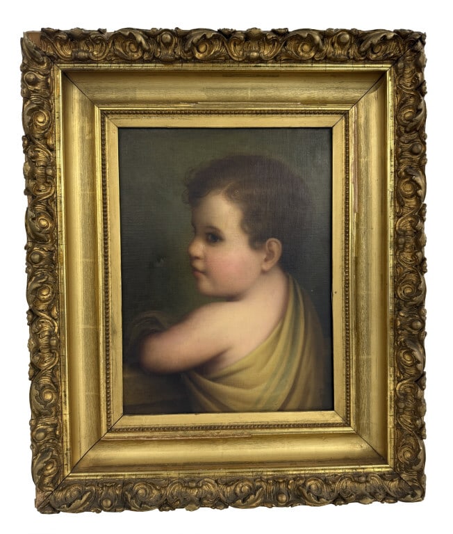 GEORGE HENRY HALL CHERUBIC CHILD PORTRAIT, DATED 1903 OIL / CANVAS 16" X 12" (1 of 6)