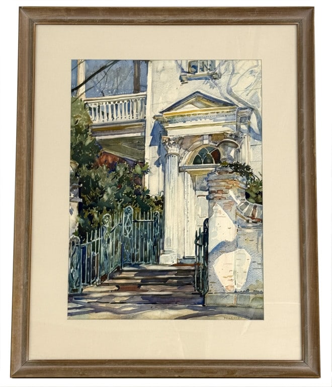 WATERCOLOR W. LESTER STEVENS "CHARLESTON DOORWAY" SITE SIZE 24" X 18" (1 of 6)