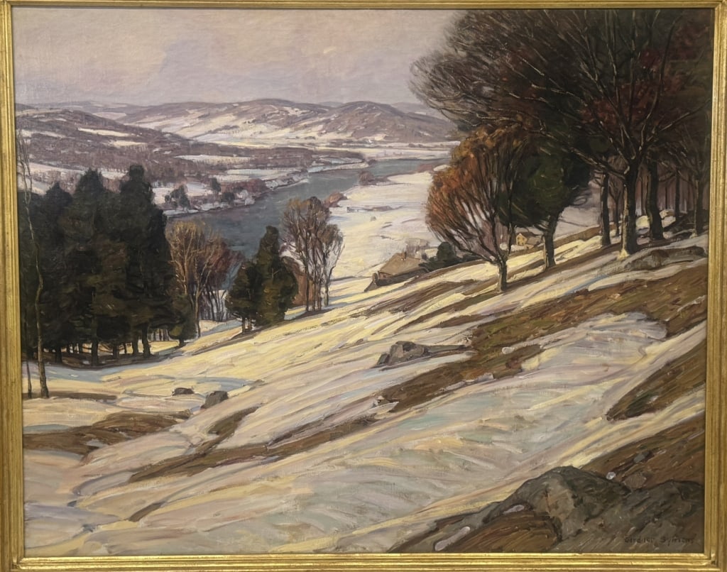 OIL / CANVAS, GARDNER SYMONS, WINTER LANDSCAPE (1863- 1930) 40" X 50 1/4" - 2