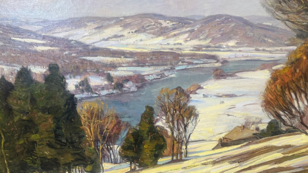 OIL / CANVAS, GARDNER SYMONS, WINTER LANDSCAPE (1863- 1930) 40" X 50 1/4" - 4