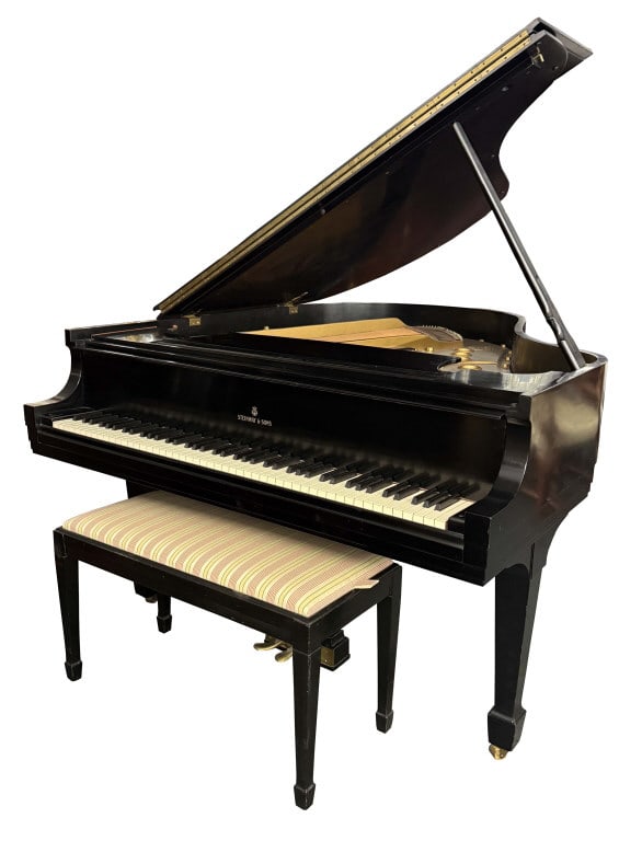 STEINWAY MODEL M BABY GRAND PIANO SERIAL # 352882 WITH PIANO BENCH C. 1956 (1 of 8)