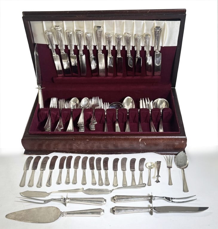 DURGIN FOR GORHAM FAIRFAX PATTERN STERL. FLATWARE 102 PIECE, APPROX. 96.6 TROY OZ (1 of 4)