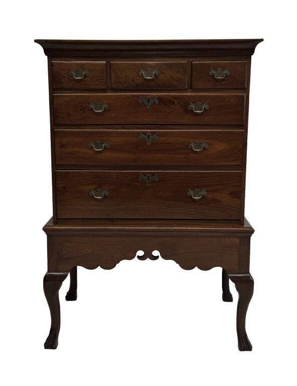 18THC. PA OR VA WALNUT CHEST ON FRAME W/ TRIFID FEET 60" X 40 1/2" X 23" (1 of 9)